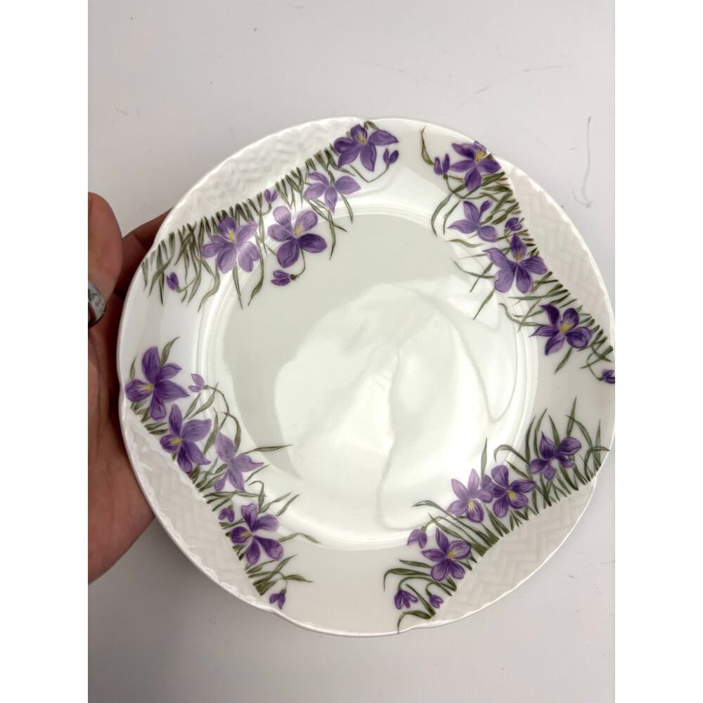 Antique H & C Haviland Limoges France 7.5" Purple Floral Porcelain Plate - Picture 9 of 14